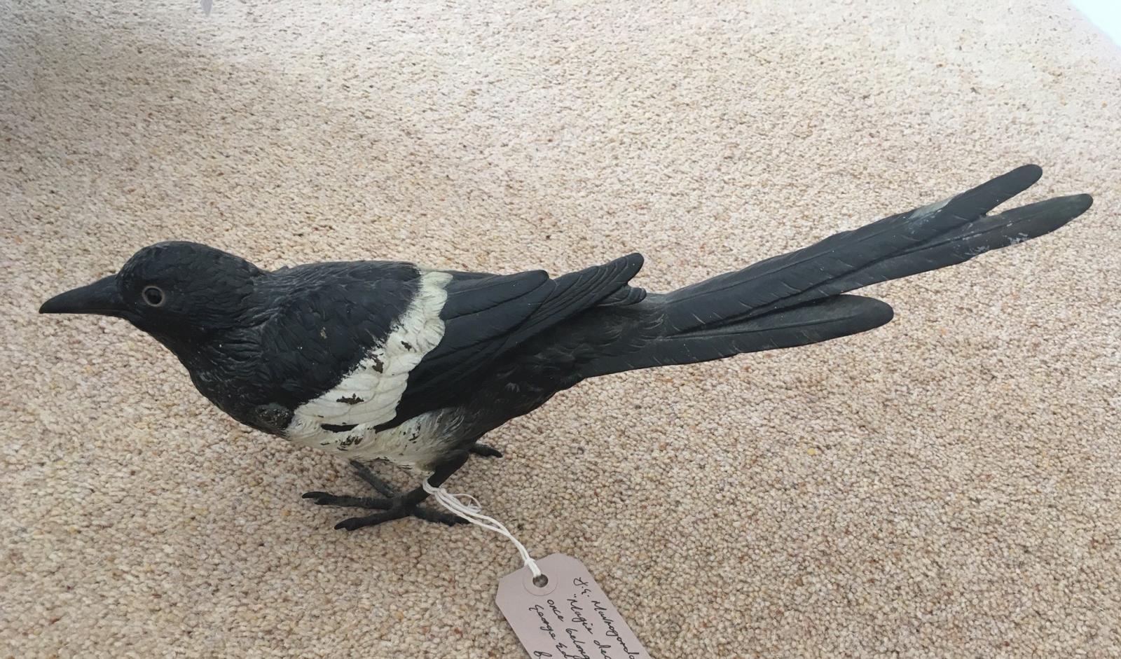 This life-size cold painted bronze magpie (Franz Bergman) was used on Salisbury Plain for magpie haw
