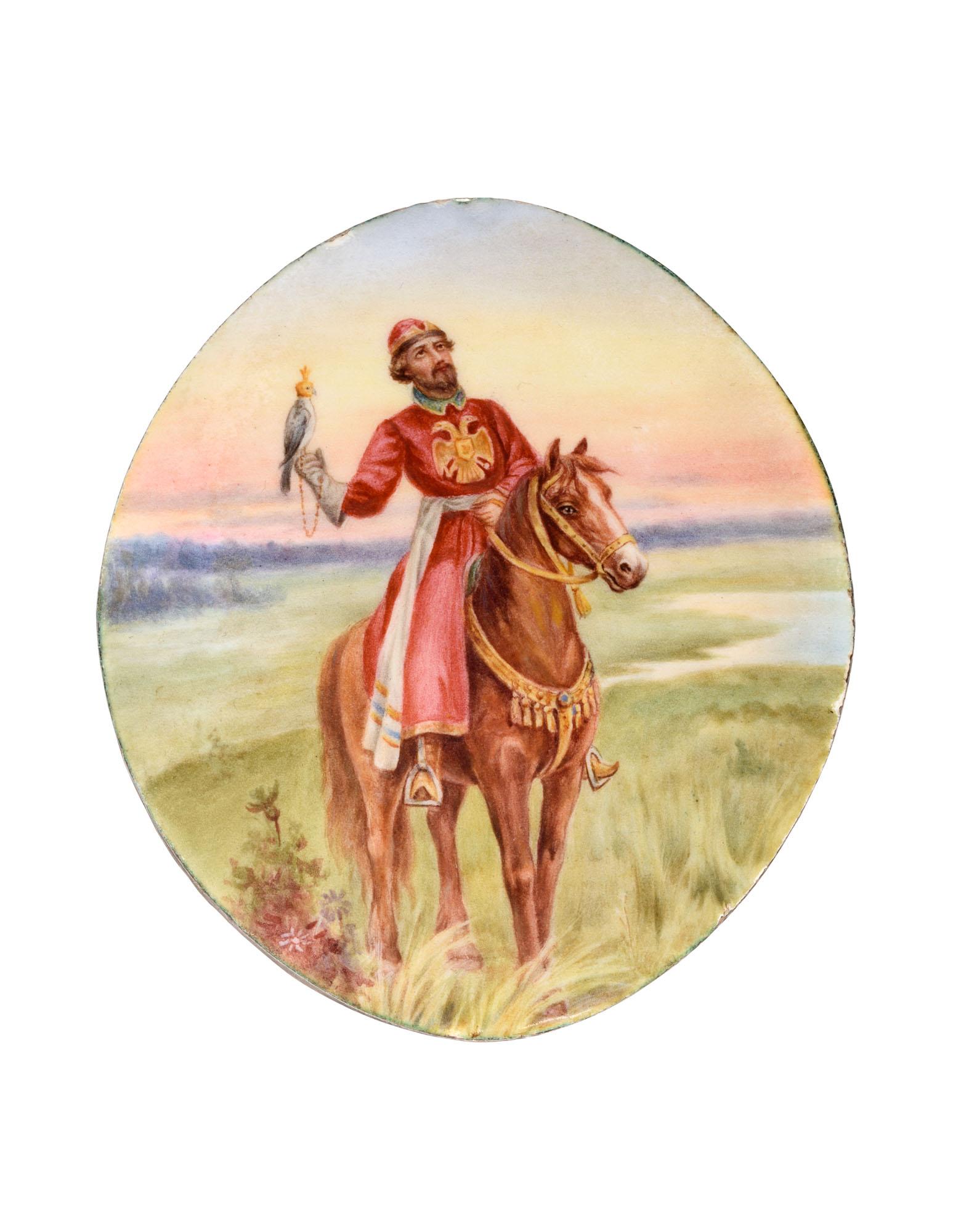 AN EN PLEIN ENAMEL SILVER PLAQUE PROBABLY BY THE IMPERIAL STROGANOV SCHOOL, MOSCOW, EARLY 20TH CENTU